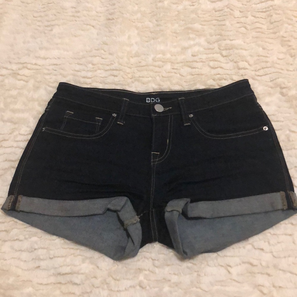 BDG Dark Indigo Rolled Hem Denim Shorts